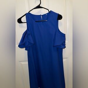 Chic Royal Blue Ruffle Sleeve Mini Dress